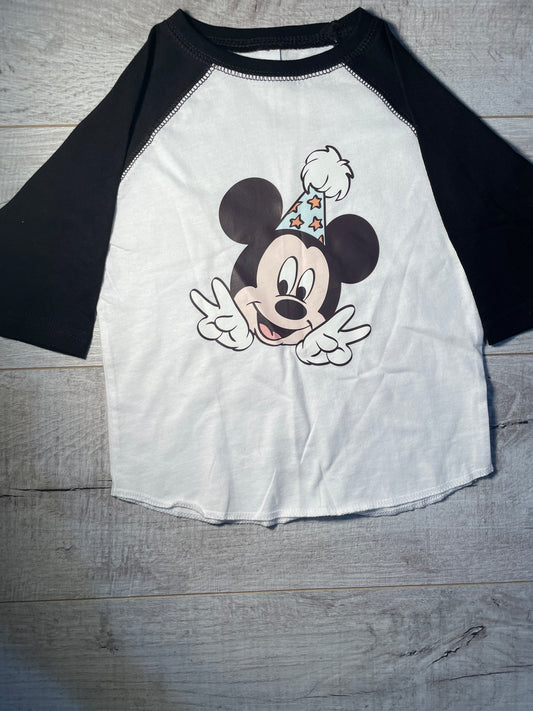 2T Baseball Tee Mickey With Party Hat