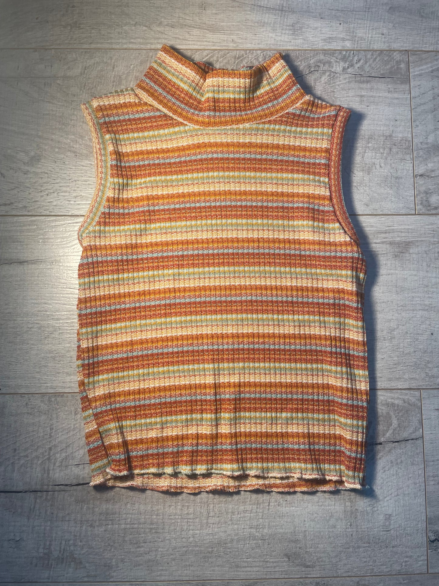 Fall Striped Mock Neck Tank