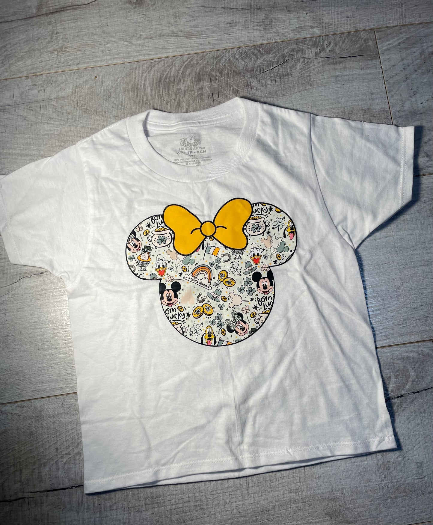 4T White Tee Minnie Head St. Patty's