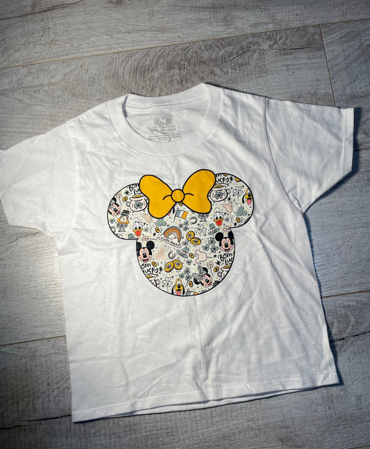 4T White Tee Minnie Head St. Patty's