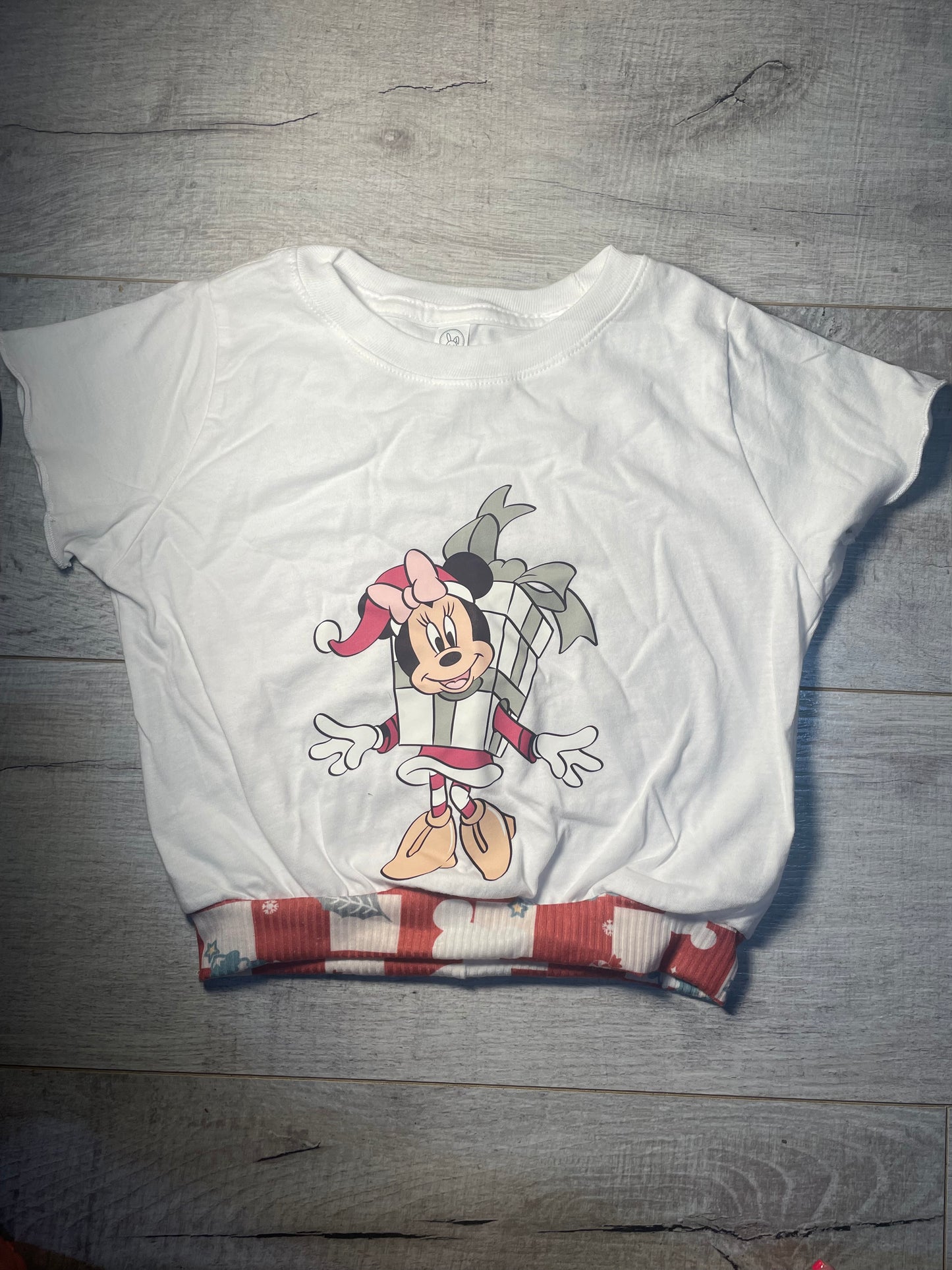 4T Minnie Christmas Banded Tee