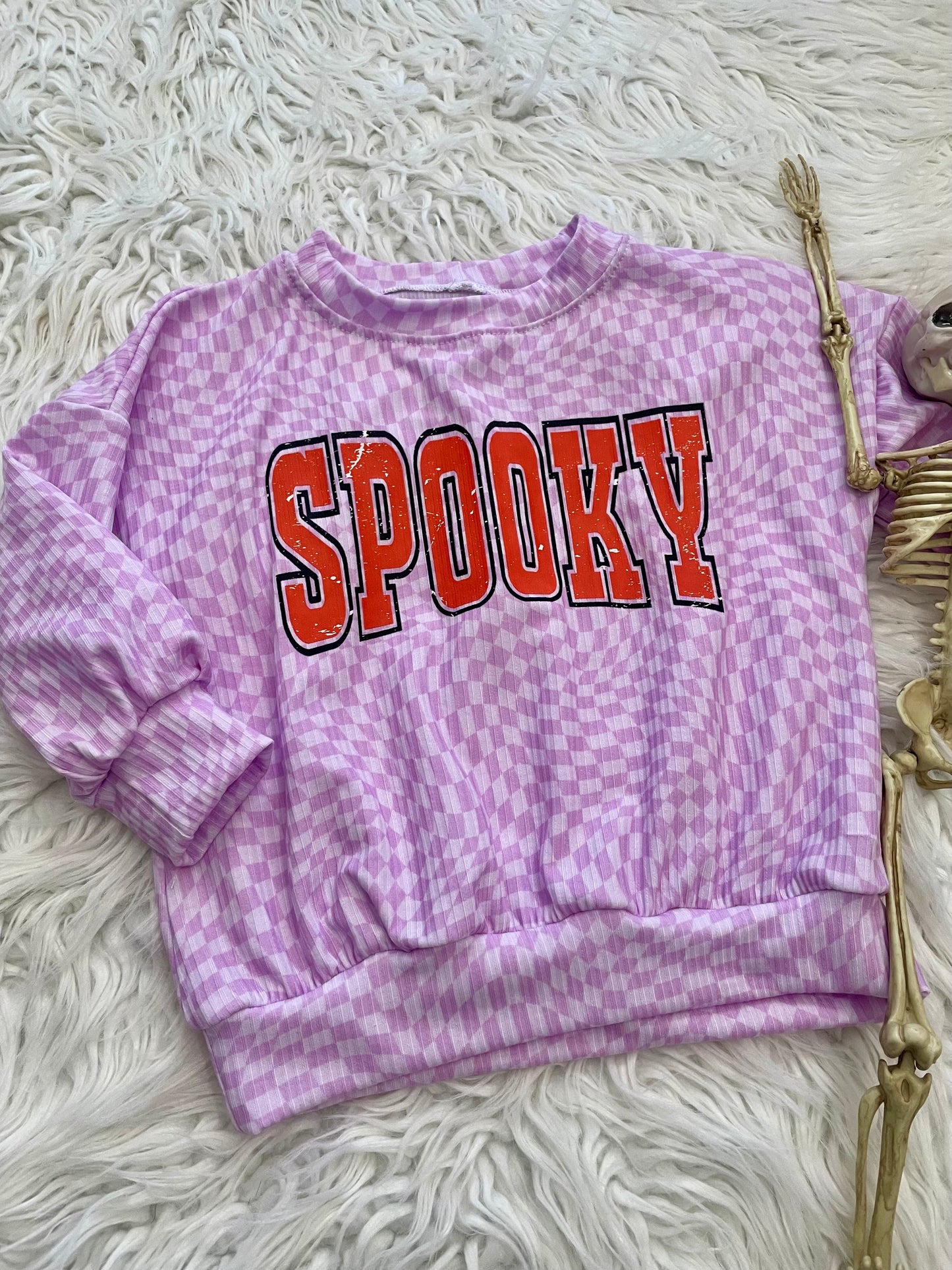 SPOOKY Wavy Chex Rib Knit Sweatshirt Kids